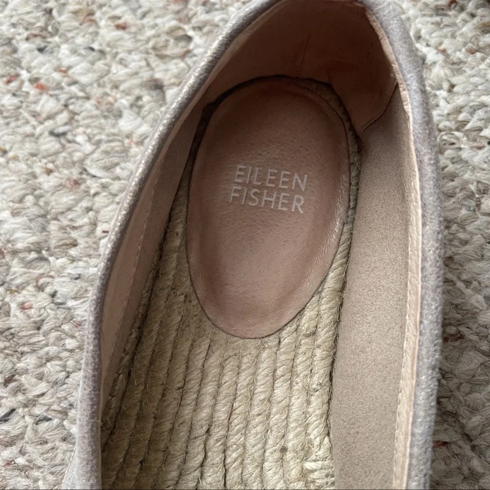 Eileen Fisher Bali Platinum Metallic Suede Flat 9